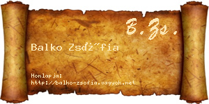 Balko Zsófia névjegykártya
